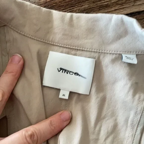 🎀SSENSE NEW Vince. Belted linen blend jacket x-large beige women’s - Picture 11 of 12